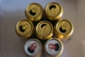 Opened golden beer cans