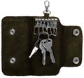 Top view on opened green leather key case Royalty Free Stock Photo