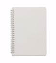 Top view opened image of spiral blank notebook or white notepad isolated and white background with clipping path Royalty Free Stock Photo