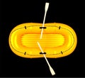 Top view of an orange rubber boat, isolated on black background 3d render Royalty Free Stock Photo