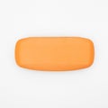 Top view of orange sun eye glasses box protection cases on white background Royalty Free Stock Photo