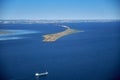 Top view of the Oresund bridge across the strait