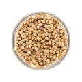 Top view of Organic Dried coriander seeds.