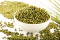 Top view Organic mung bean in bowl Royalty Free Stock Photo