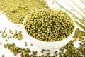 Top view Organic mung bean in bowl Royalty Free Stock Photo