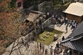 Top view of Otowa-no-taki waterfall at Kiyomizu temple, Japan