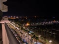 Top view over evening Finnikoudes promenade with palms and port in Larnaca, Cyprus Royalty Free Stock Photo