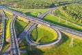 Top view over the highway, aerial view interchange of a city, Shot from drone, Expressway is an important infrastructure