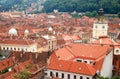 Top view over the historical buildings in Brasov - Romania Royalty Free Stock Photo