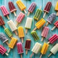 Top view over ice cream pop stickles Royalty Free Stock Photo
