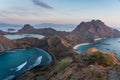 Top view of Padar isalnd in a morning sunrise in Komodo national park, Flores island in Indonesia Royalty Free Stock Photo