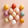 Top view of painted easter eggs on pink background Royalty Free Stock Photo