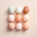 Top view of painted easter eggs on pink background Royalty Free Stock Photo