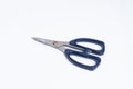 top view of a pair of blue color plastic scissors