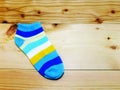 Blue strip color sock isolated on white background