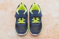 Top view pair of blue stylish shoes for kid