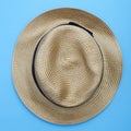 Top view panama hat on white background