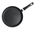 Top view pancake frying pan isolated on white background