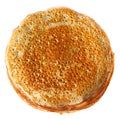 The top view on pancakes with holes. Royalty Free Stock Photo