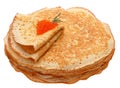 The top view on pancakes with holes. Royalty Free Stock Photo