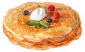 The top view on pancakes with holes. Royalty Free Stock Photo