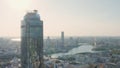 Top view of panorama with beautiful glass skyscraper on background city in summer. Stock footage. Beautiful modern city Royalty Free Stock Photo