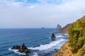 top view panorama of the typical rocks of benijo beach in the north east of the island of tenerife