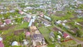 Top view on panorama of this village with cottages. Clip. Beautiful landscaped village for summer holiday in country