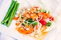 Top view of Thailand papaya salad.