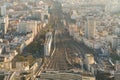Top view of Paris skyline from above timelapse. Main landmarks of european megapolis with train station of Vaugirard Royalty Free Stock Photo