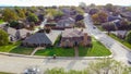 Aerial view Parkside single family houses subdivision with large backyard in Carrollton, Texas, USA