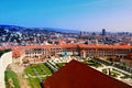 Top view of part of Bratislava castle, Baroque Garden and fortification building, Bratislava, Slovakia