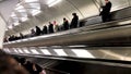 Top view of passengers in the subway station, public transport concept. Stock footage. Men and woman standing on the Royalty Free Stock Photo