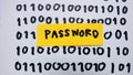 Password message concept written post it, Internet security concept hacker.