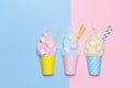 Top View of the Pastel Cotton Candy with marshmallows Royalty Free Stock Photo