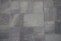 Top view of pavement made of rectangular grey concrete blocks Royalty Free Stock Photo