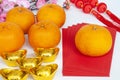 Top view of Pealed Mandarin oranges on white cover background. Chinese New Year celebration