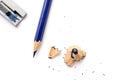 A top view of a pencil on white background