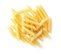 Top view of penne lisce pasta