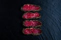 Top view on Pepper steaks on stone Royalty Free Stock Photo