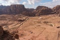 Top view of Petra ruin and ancient city of Nabatean kingdom in Jordan, Arab Royalty Free Stock Photo