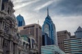 Top view of Philadelphia modern skyscrapers and historical building of City Hall Royalty Free Stock Photo