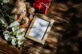 Top view photo frame with tree shadow