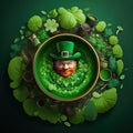 Top view photo of St. Patrick\'s Day Meme on the green background. Generative AI