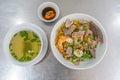 Top view photo of Vietnamese noodle soup - Hu Tiu Royalty Free Stock Photo