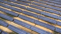 Top view on photovoltaic solar power panels. Drone aerial view of Solar panels system power generators from sun. Alternative Royalty Free Stock Photo