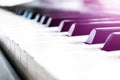 Top view of piano keys. Close-up of piano keys. Close frontal view. Piano keyboard with selective focus. Diagonal view. Piano Royalty Free Stock Photo