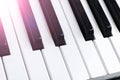 Top view of piano keys. Close-up of piano keys. Close frontal view. Piano keyboard with selective focus. Diagonal view. Piano Royalty Free Stock Photo