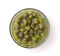 Top view of pickled capers in glass bowl Royalty Free Stock Photo