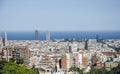 Panoramic view of Barcelona from Park Guell in a summer day in Spain. Top view of picturesque Barcelona cityscape in Royalty Free Stock Photo